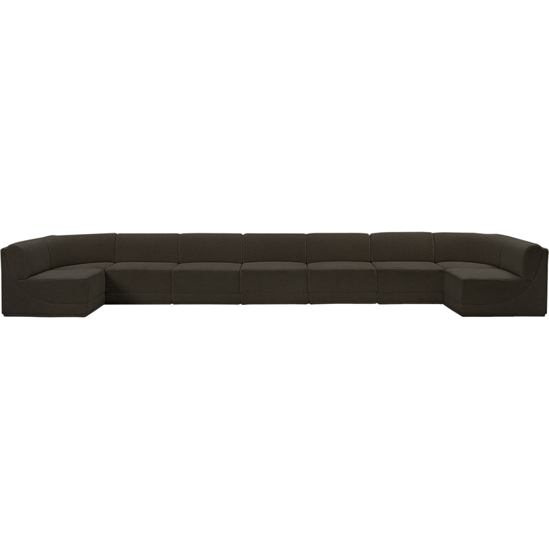 Meridian Furniture Ollie Brown Boucle Fabric Modular Sectional