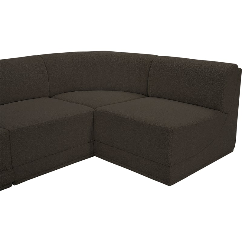 Meridian Furniture Ollie Brown Boucle Fabric Modular Sectional