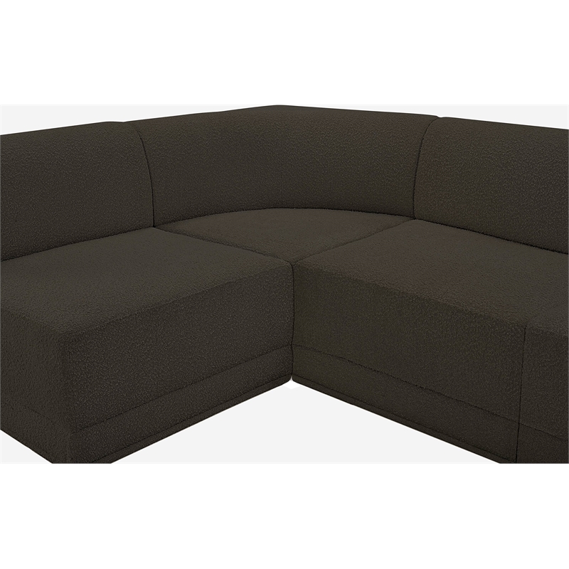 Meridian Furniture Ollie Brown Boucle Fabric Modular Sectional