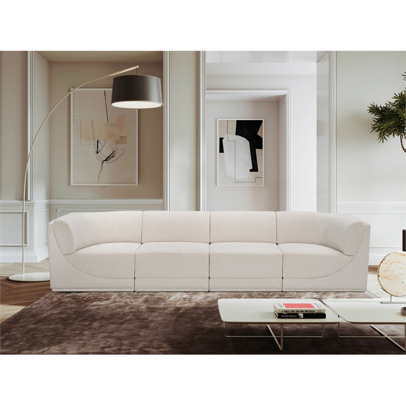 Meridian Furniture Ollie Cream Boucle Fabric Modular Sofa