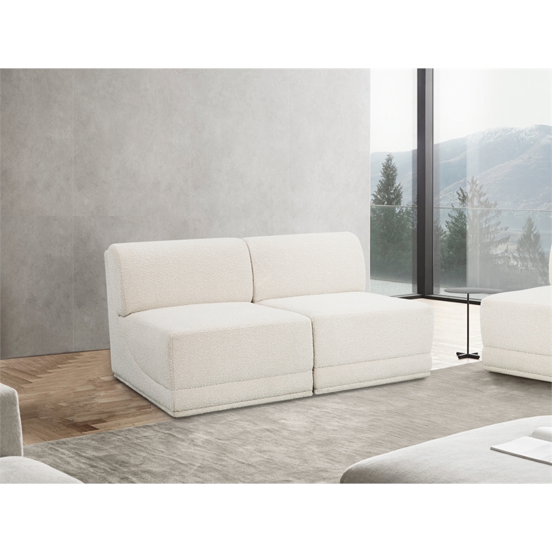 Meridian Furniture Ollie Cream Boucle Fabric Modular Sofa