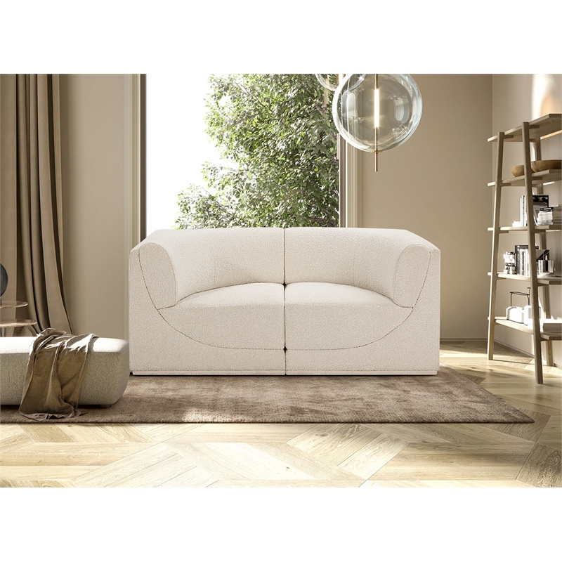 Meridian Furniture Ollie Cream Boucle Fabric Modular Sofa