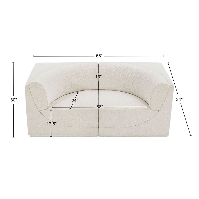 Meridian Furniture Ollie Cream Boucle Fabric Modular Sofa