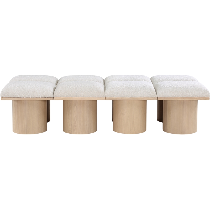 Meridian Furniture Pavilion Cream Boucle Fabric Bench