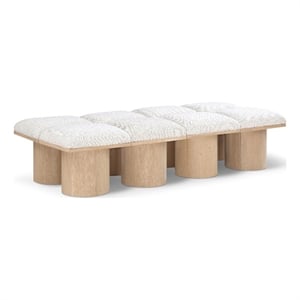 Meridian Furniture Pavilion Cream Boucle Fabric Bench