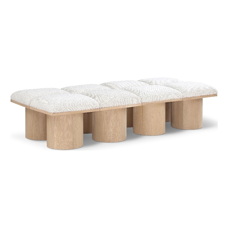 Meridian Furniture Pavilion Cream Boucle Fabric Bench