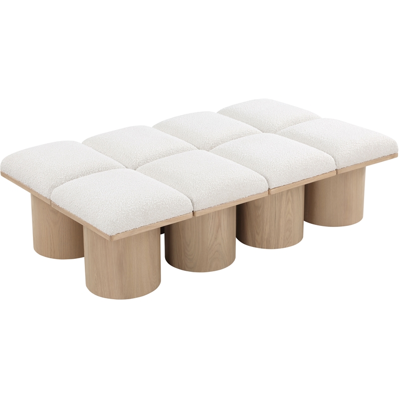 Meridian Furniture Pavilion Cream Boucle Fabric Bench