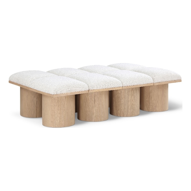 Meridian Furniture Pavilion Cream Boucle Fabric Bench