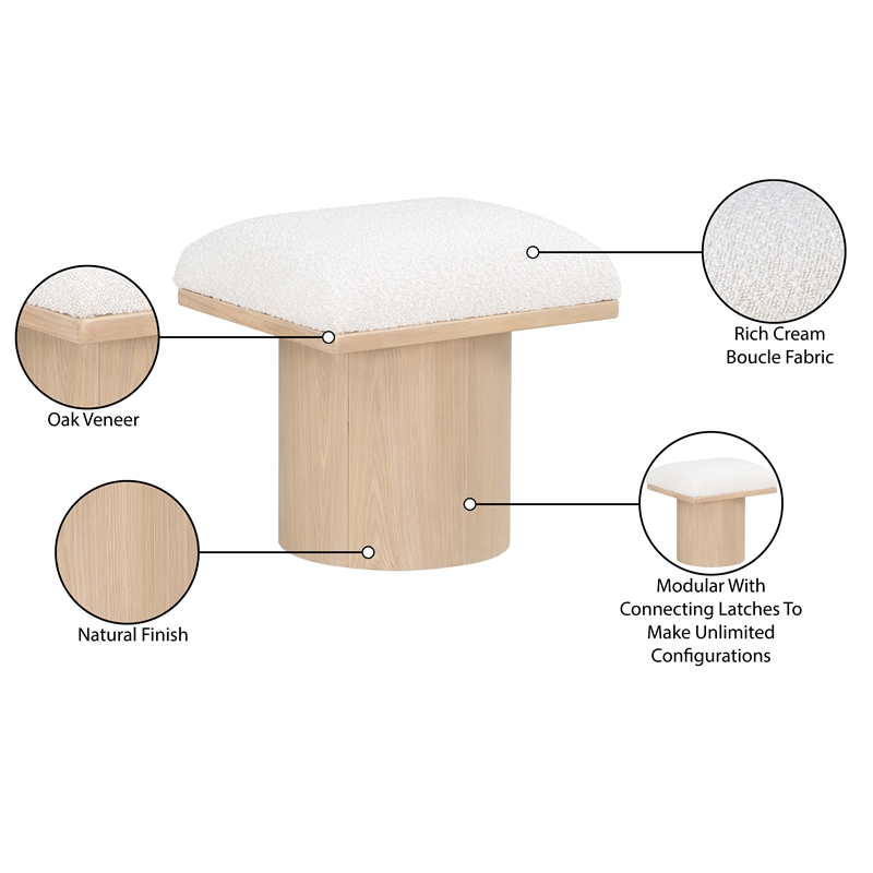 Meridian Furniture Pavilion Cream Boucle Fabric Bench/Stool