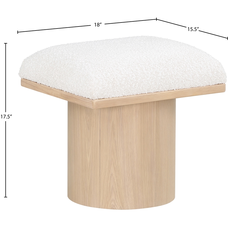 Meridian Furniture Pavilion Cream Boucle Fabric Bench/Stool