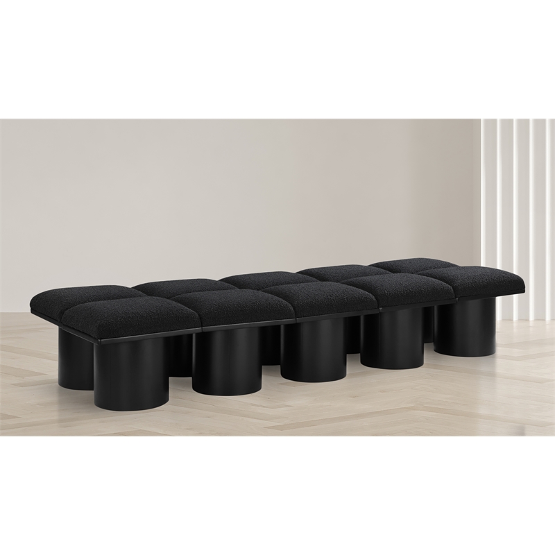 Meridian Furniture Pavilion Black Boucle Fabric Bench