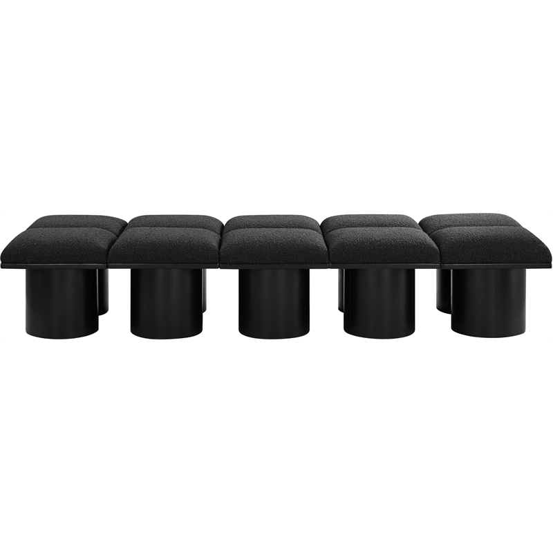 Meridian Furniture Pavilion Black Boucle Fabric Bench