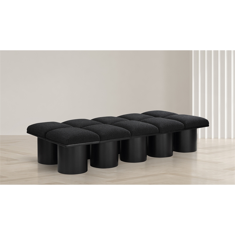 Meridian Furniture Pavilion Black Boucle Fabric Bench