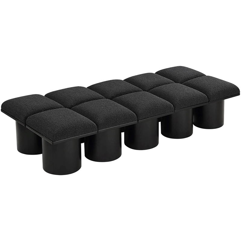 Meridian Furniture Pavilion Black Boucle Fabric Bench