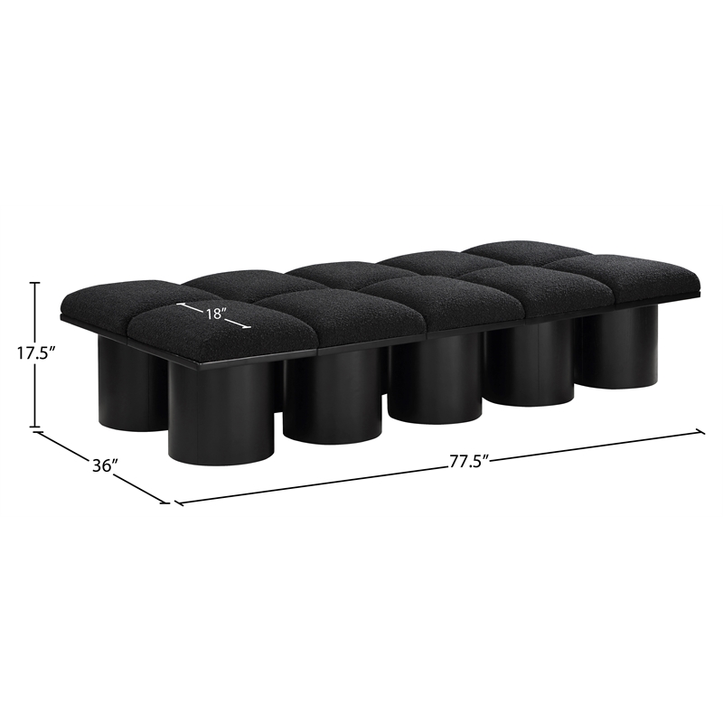Meridian Furniture Pavilion Black Boucle Fabric Bench
