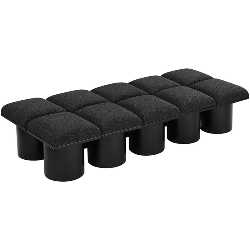 Meridian Furniture Pavilion Black Boucle Fabric Bench
