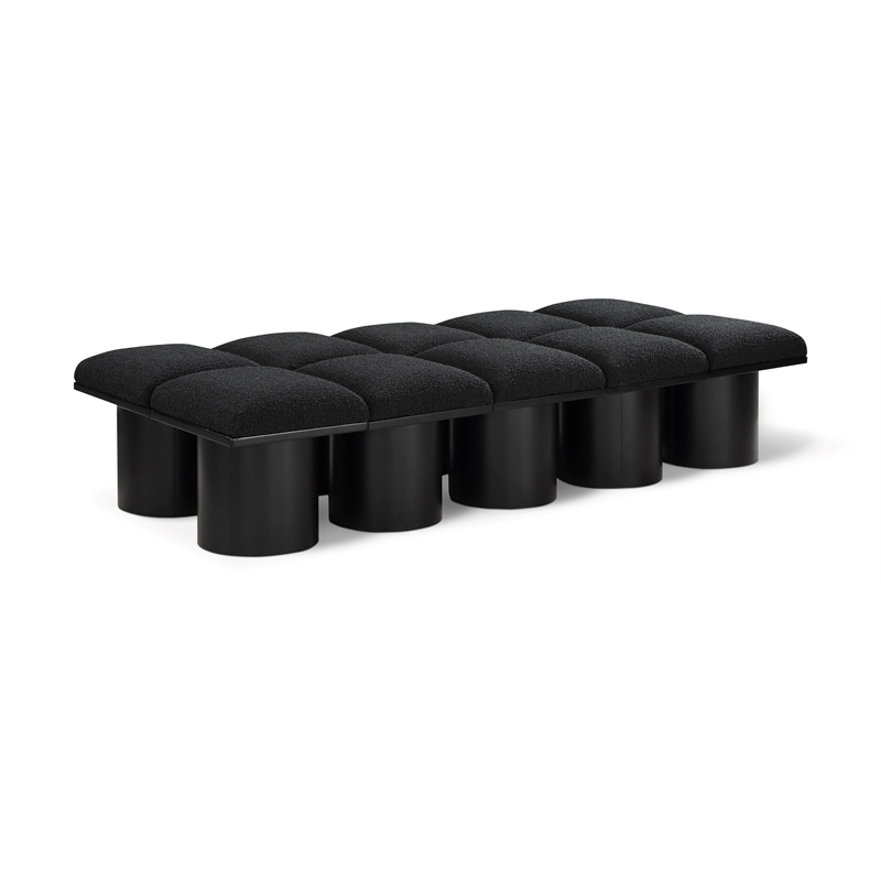 Meridian Furniture Pavilion Black Boucle Fabric Bench