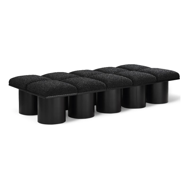 Meridian Furniture Pavilion Black Boucle Fabric Bench