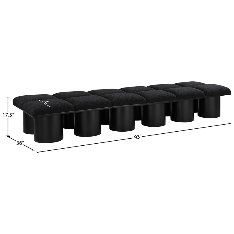 Meridian Furniture Pavilion Black Boucle Fabric Bench