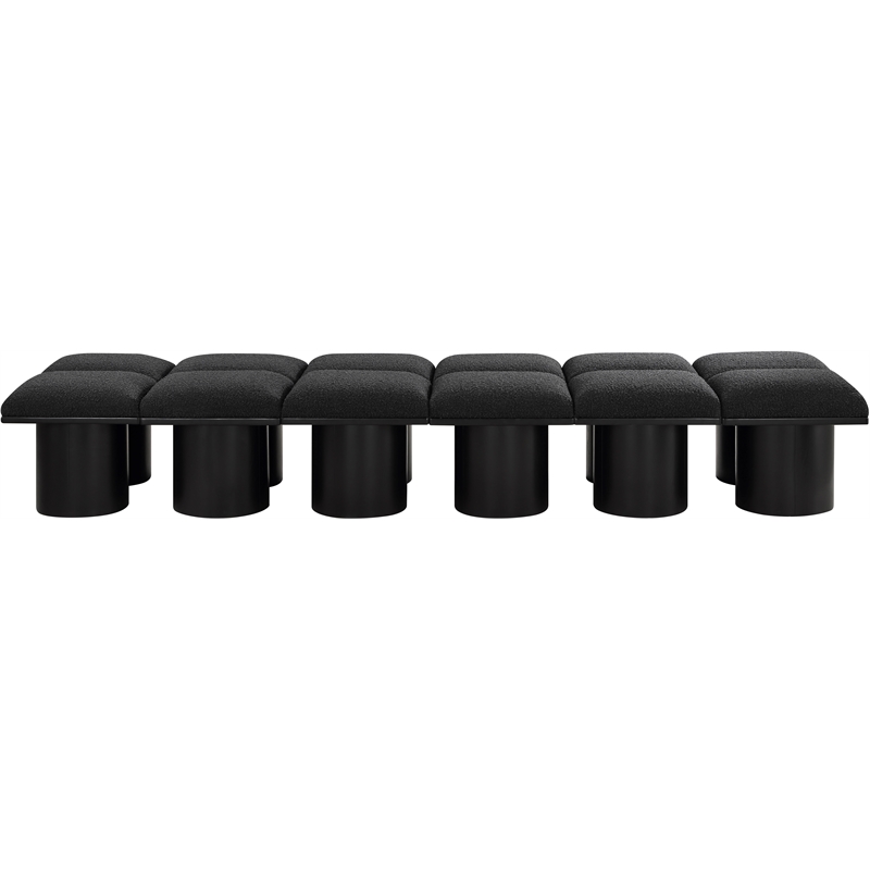 Meridian Furniture Pavilion Black Boucle Fabric Bench