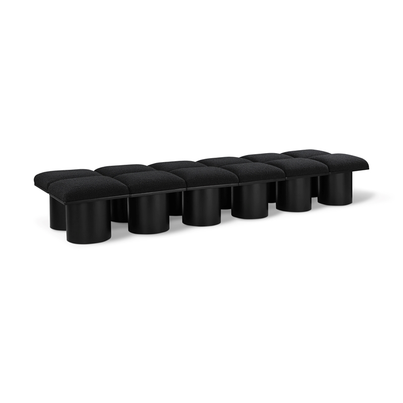 Meridian Furniture Pavilion Black Boucle Fabric Bench