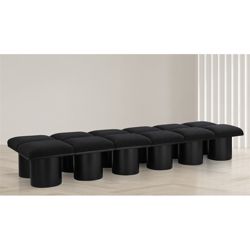 Meridian Furniture Pavilion Black Boucle Fabric Bench