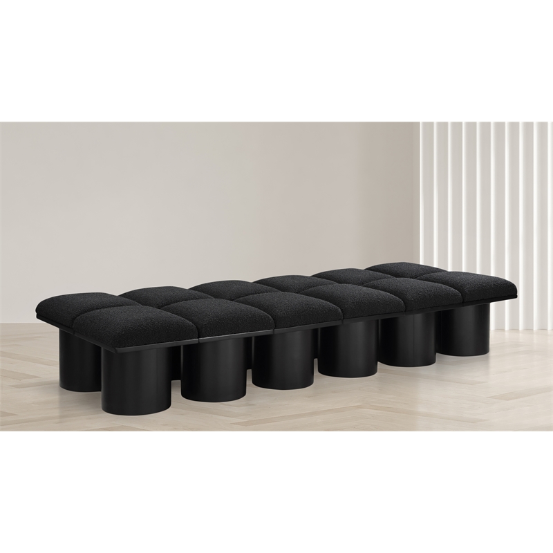 Meridian Furniture Pavilion Black Boucle Fabric Bench