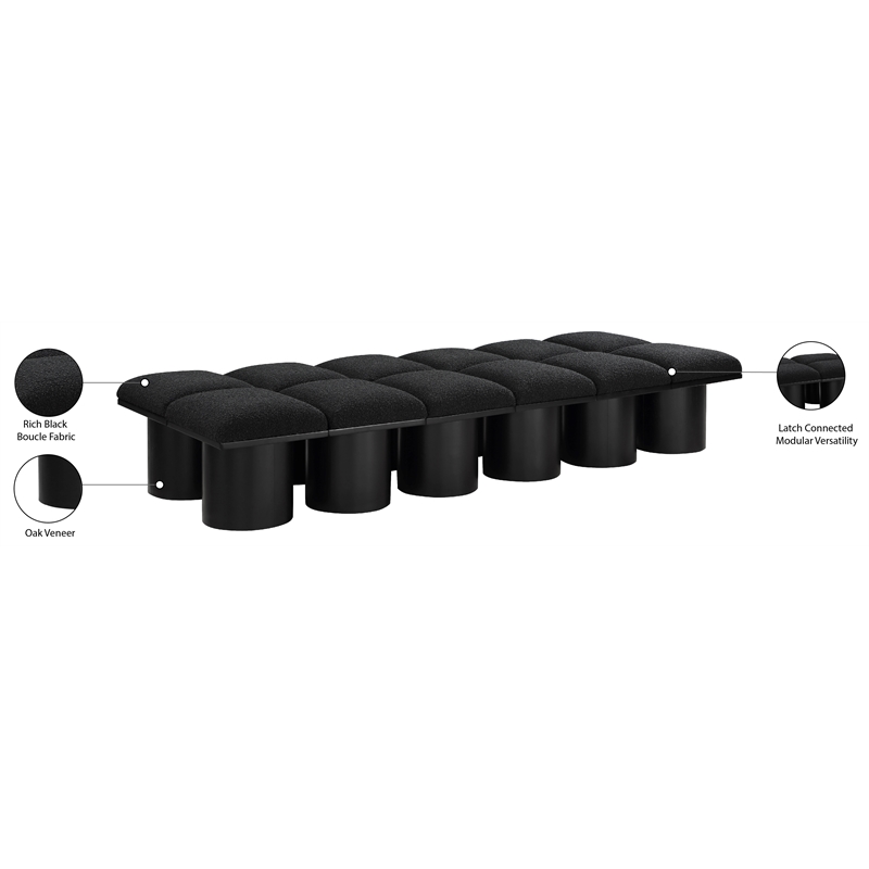 Meridian Furniture Pavilion Black Boucle Fabric Bench