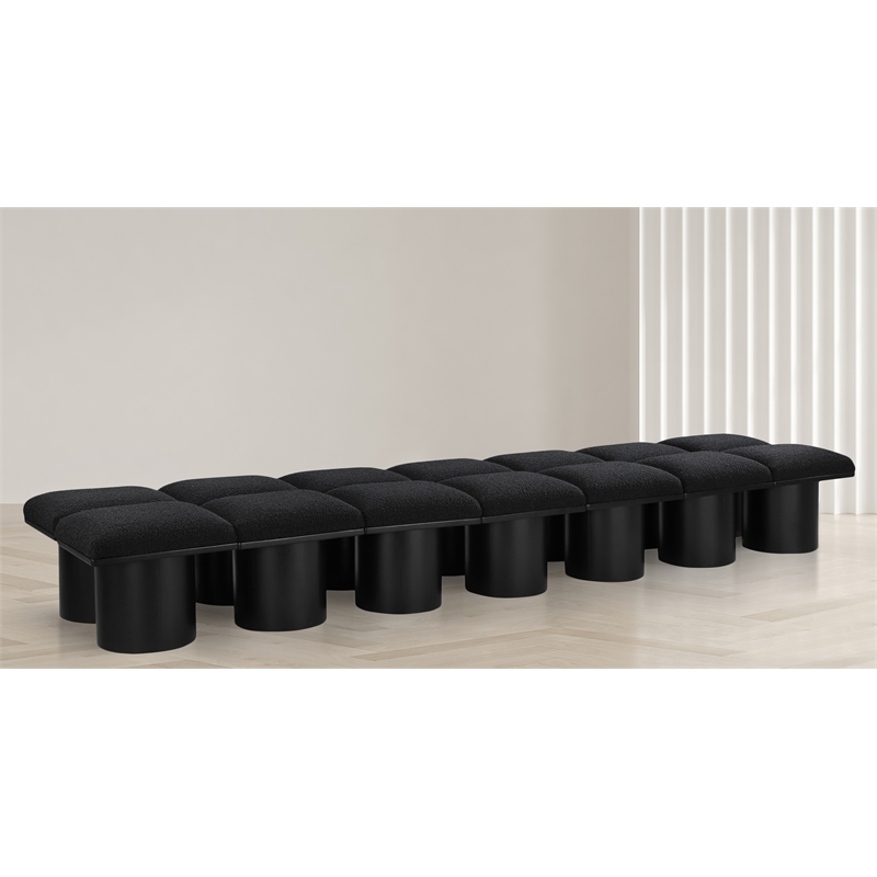 Meridian Furniture Pavilion Black Boucle Fabric Bench