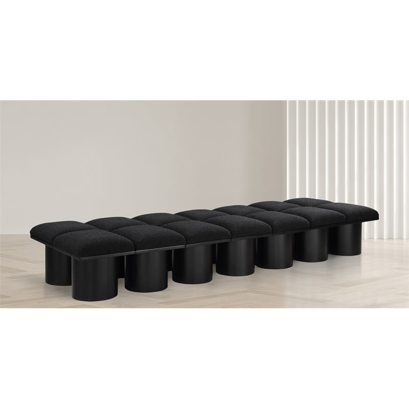 Meridian Furniture Pavilion Black Boucle Fabric Bench