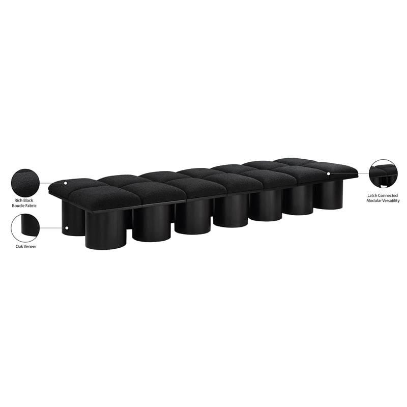 Meridian Furniture Pavilion Black Boucle Fabric Bench