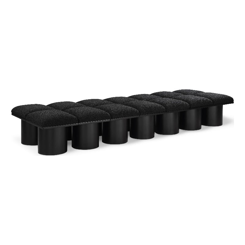 Meridian Furniture Pavilion Black Boucle Fabric Bench