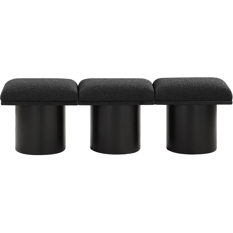 Meridian Furniture Pavilion Black Boucle Fabric Bench