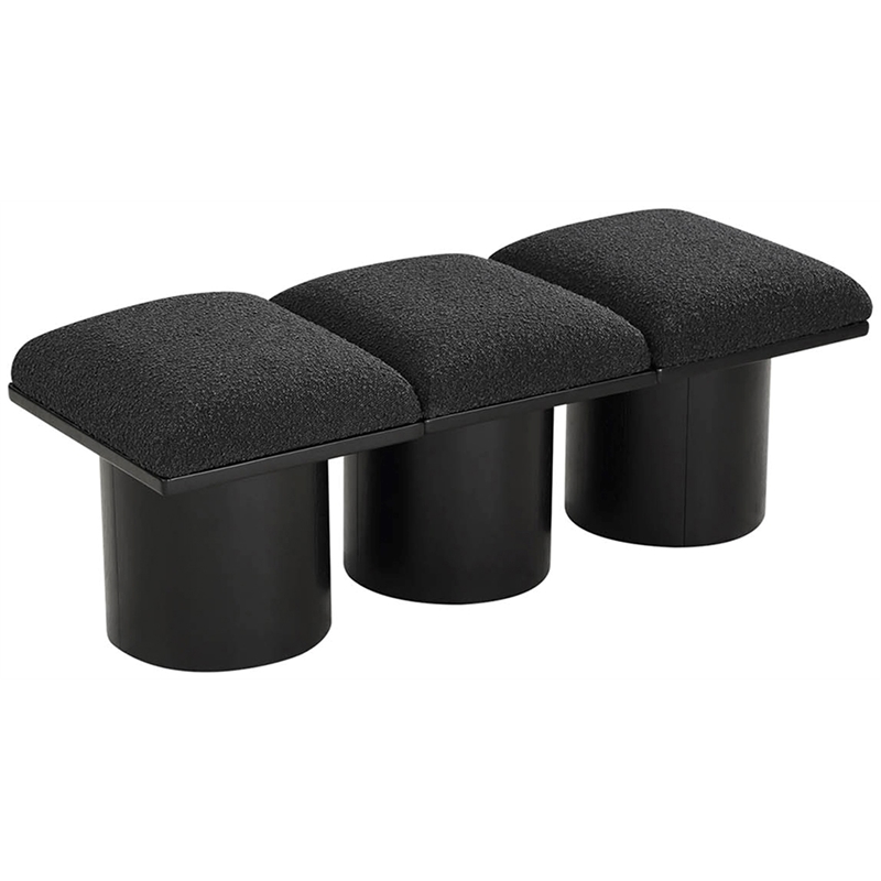 Meridian Furniture Pavilion Black Boucle Fabric Bench