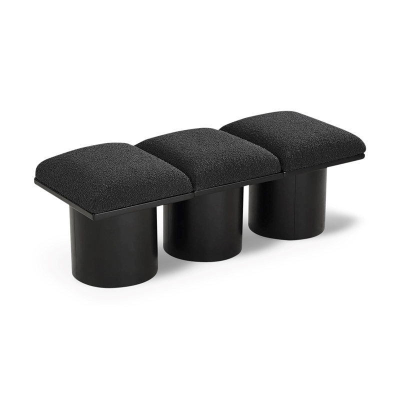 Meridian Furniture Pavilion Black Boucle Fabric Bench