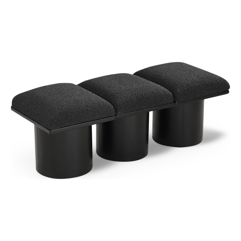 Meridian Furniture Pavilion Black Boucle Fabric Bench