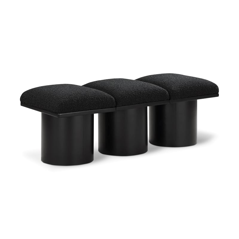 Meridian Furniture Pavilion Black Boucle Fabric Bench