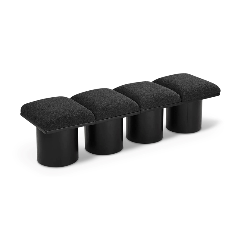 Meridian Furniture Pavilion Black Boucle Fabric Bench