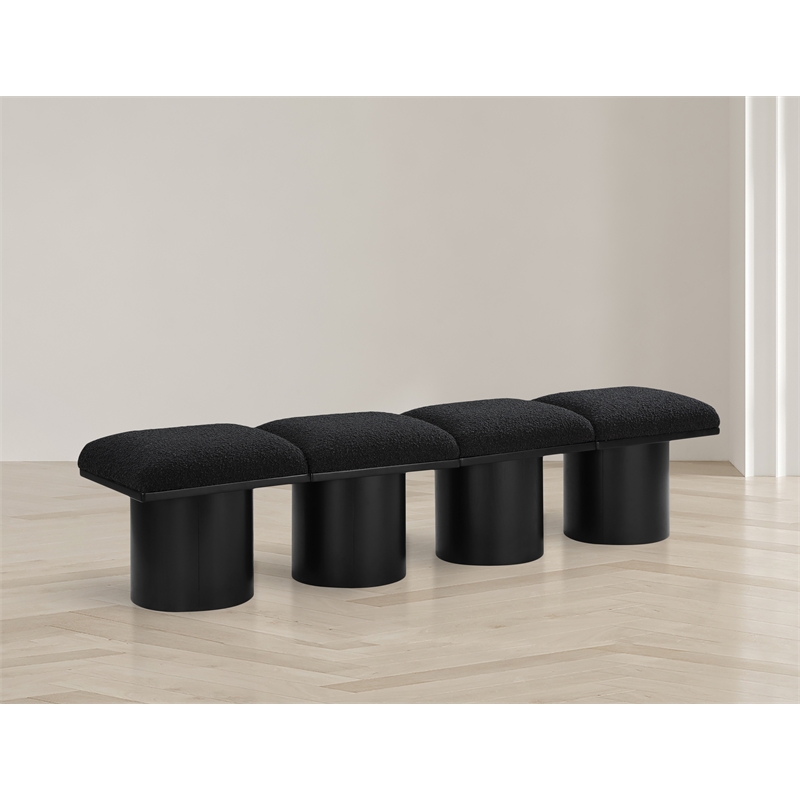 Meridian Furniture Pavilion Black Boucle Fabric Bench