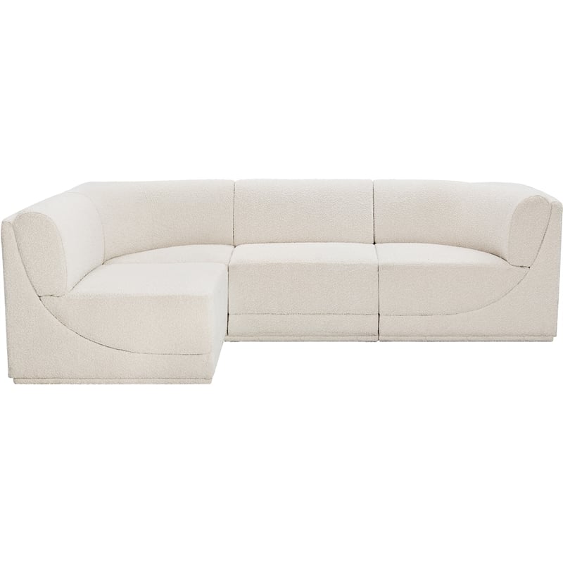 Meridian Furniture Ollie Cream Boucle Fabric Modular Sectional