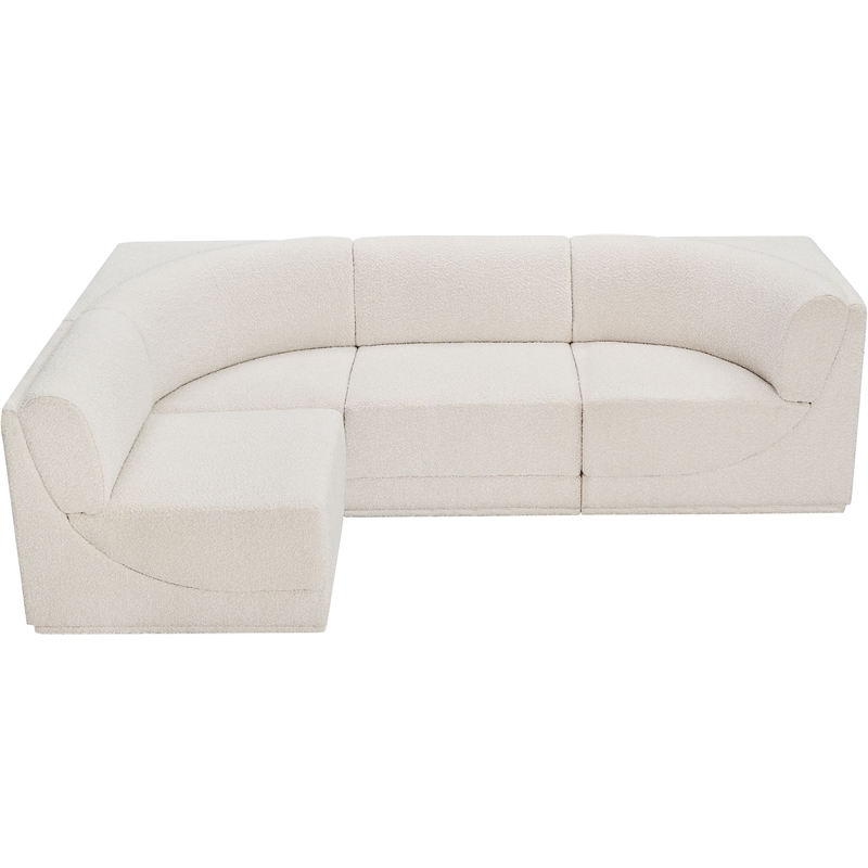 Meridian Furniture Ollie Cream Boucle Fabric Modular Sectional