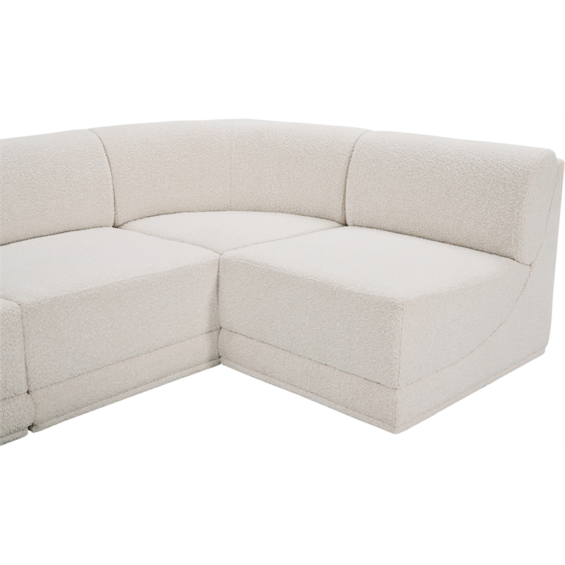 Meridian Furniture Ollie Cream Boucle Fabric Modular Sectional