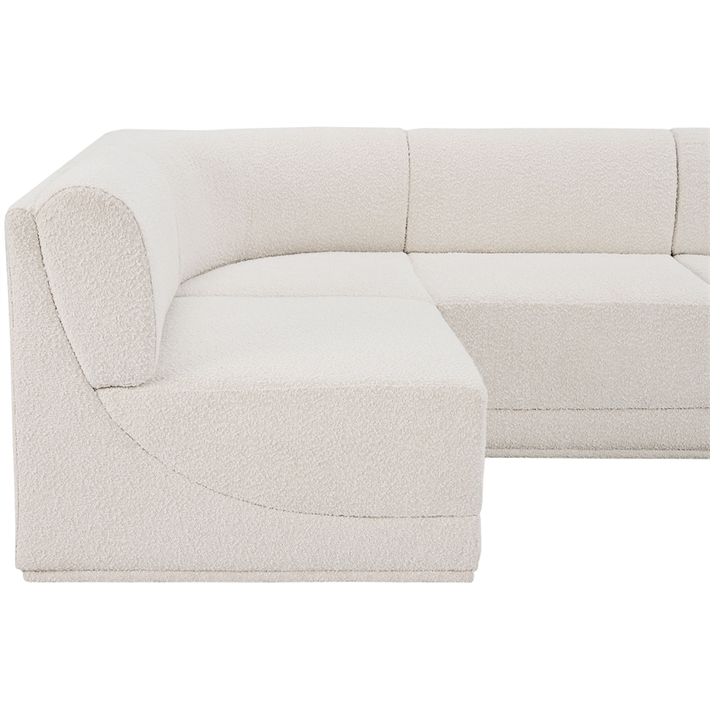 Meridian Furniture Ollie Cream Boucle Fabric Modular Sectional