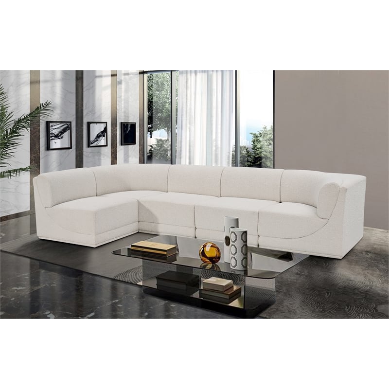 Meridian Furniture Ollie Cream Boucle Fabric Modular Sectional