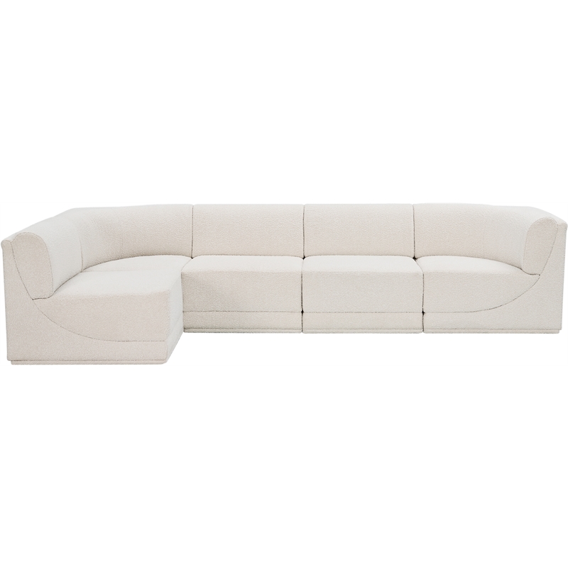 Meridian Furniture Ollie Cream Boucle Fabric Modular Sectional