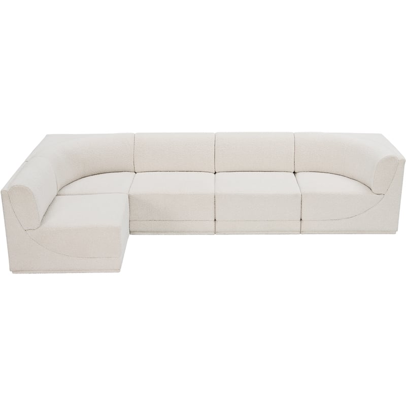 Meridian Furniture Ollie Cream Boucle Fabric Modular Sectional