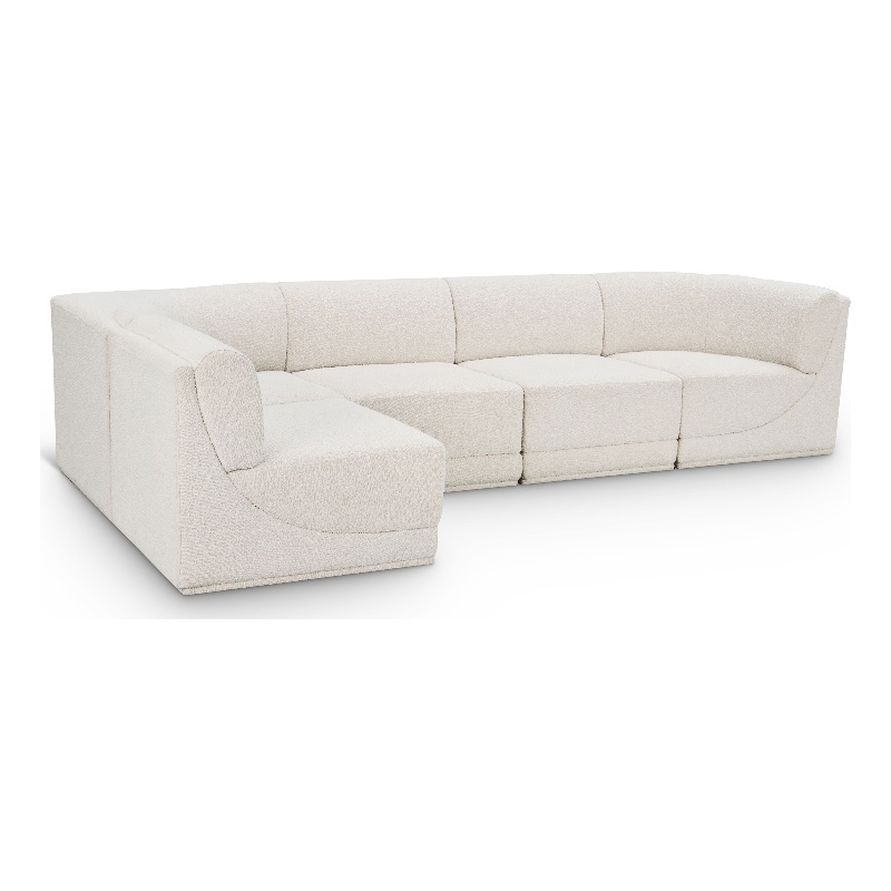 Meridian Furniture Ollie Cream Boucle Fabric Modular Sectional