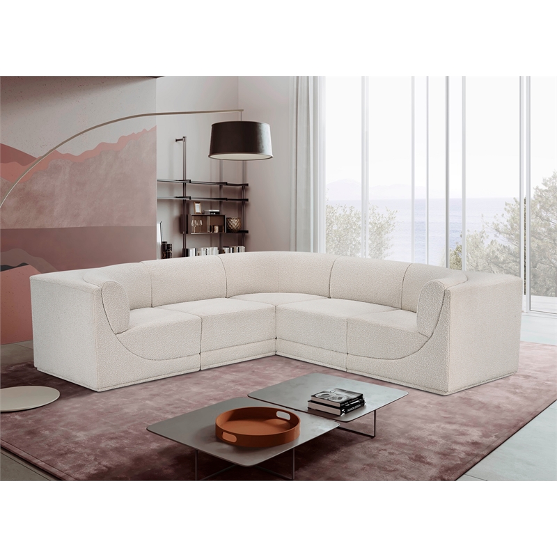 Meridian Furniture Ollie Cream Boucle Fabric Modular Sectional