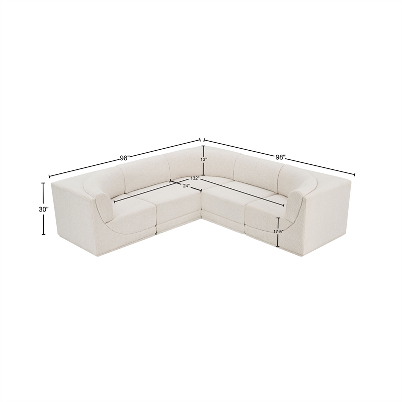 Meridian Furniture Ollie Cream Boucle Fabric Modular Sectional