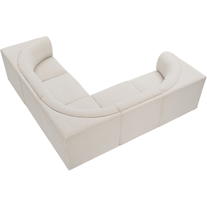 Meridian Furniture Ollie Cream Boucle Fabric Modular Sectional